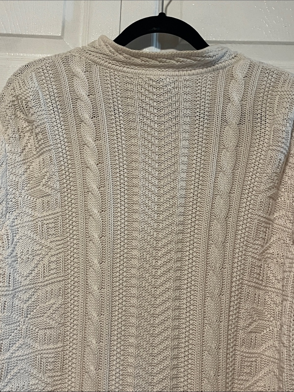 L.L. Bean Cream Cable-Knit Button Cardigan - Picture 3 of 7